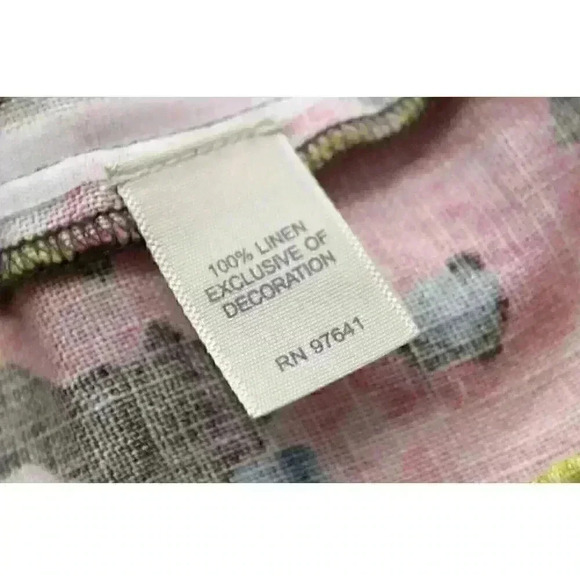 J. Jill Women's Petite Medium 100% Linen Pleated Skirt Pink Green Blue Floral - Picture 9 of 9